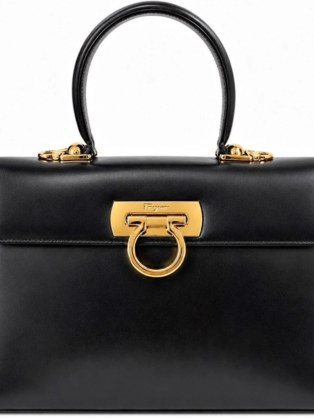 Salvatore Ferragamo Iconic Top Handle Bag Black Satchel